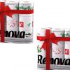 Renova White Print 2 Ply Christmas Xmas Toilet Tissue Paper Rolls (18 Rolls)