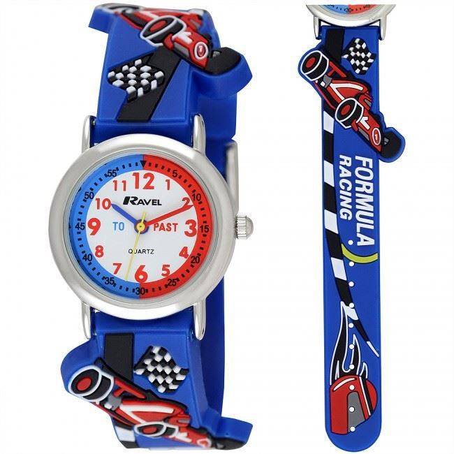 Ravel 3D Racing Car Timeteacher Children Boy Girl Analogue Multicolour Strap Watch Blue - Image 2