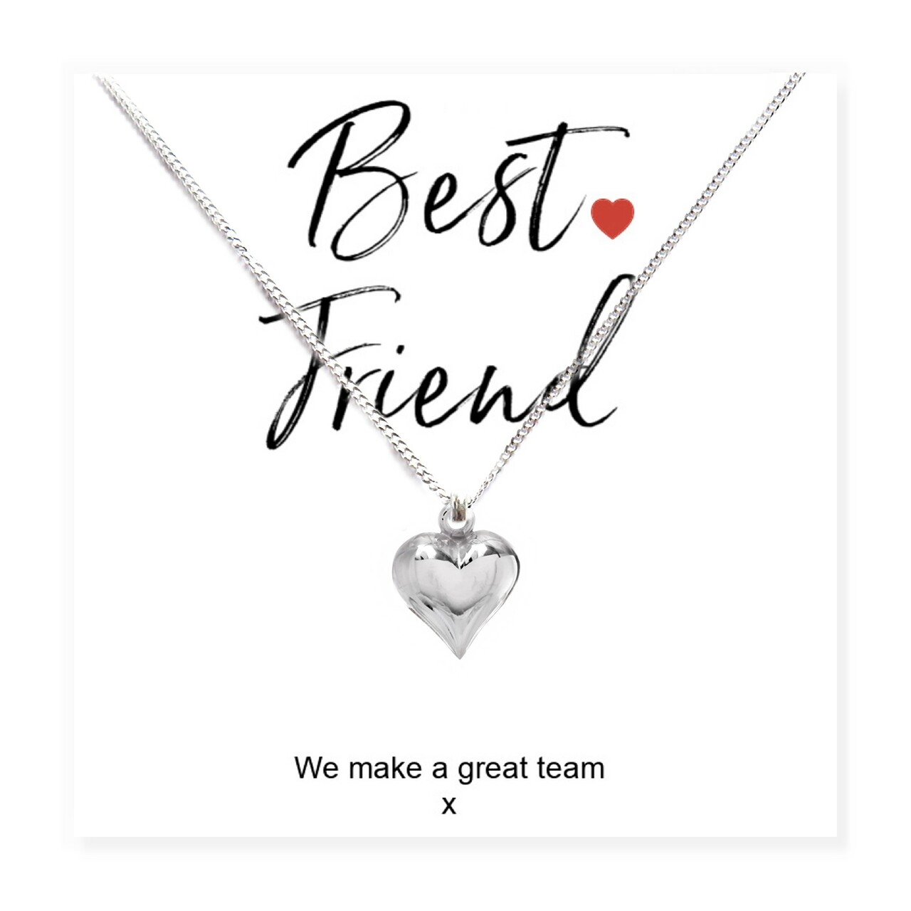 Best Friend Silver Heart Necklace & Message Card - Image 3