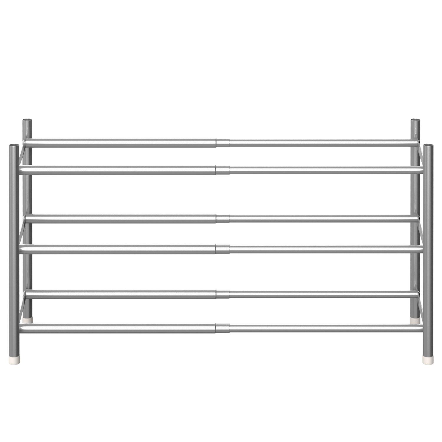 3 Tier Minimalist Shoe Rack Extendable Metal Organiser Stand - Grey - Image 2