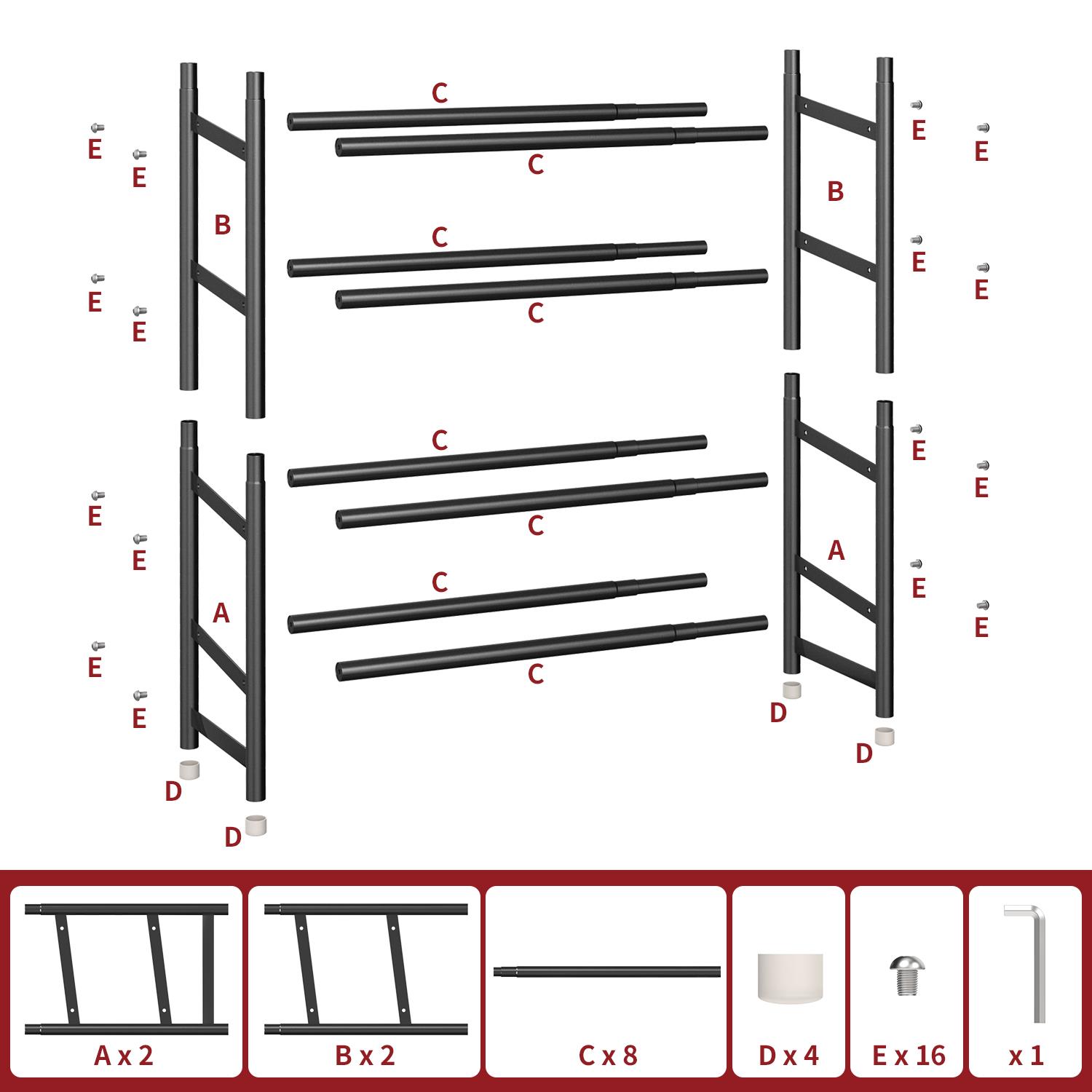 4 Tier Minimalist Shoe Rack Extendable Metal Organiser Stand – Black - Image 2