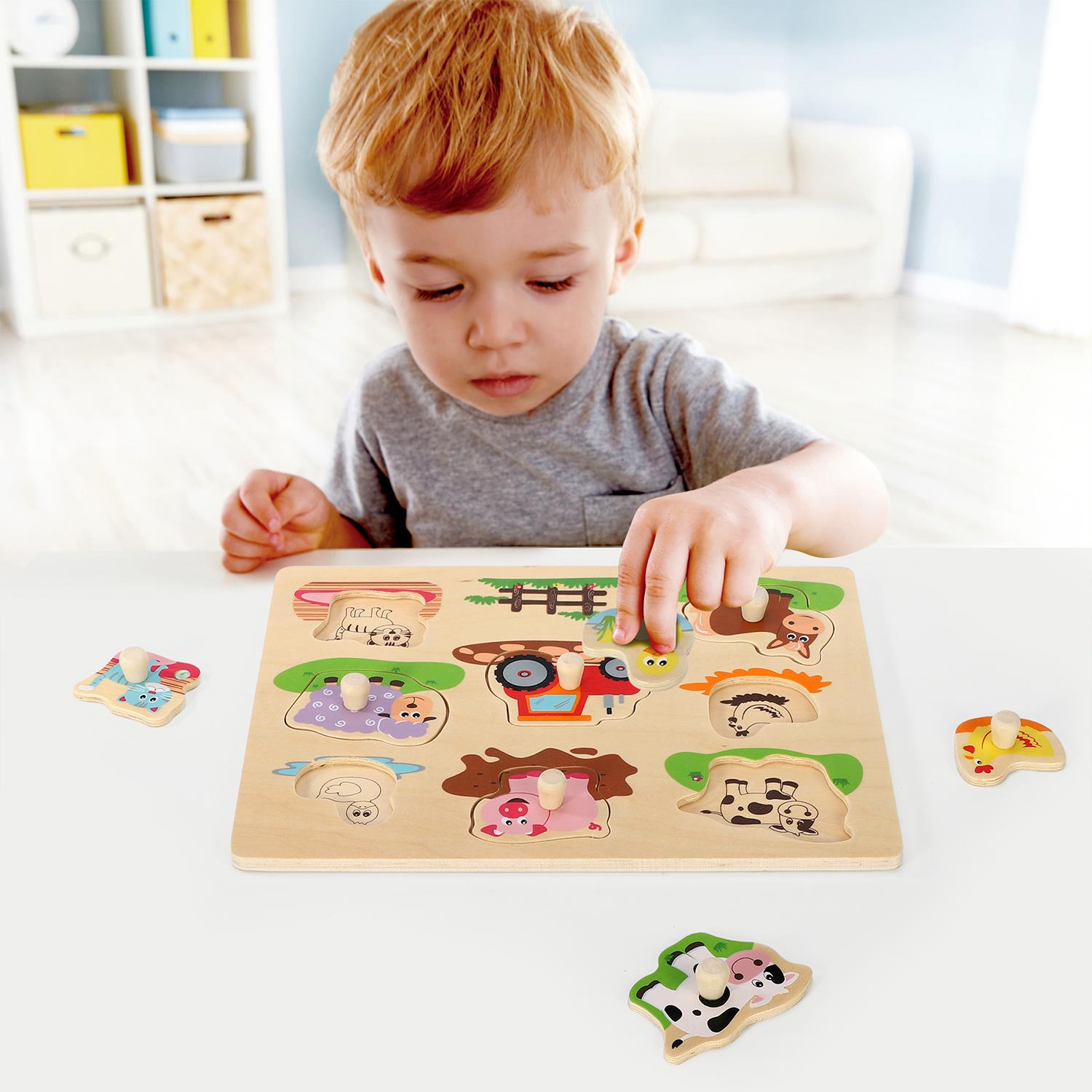 SOKA Wooden Farm Animals Peg Puzzles Toy Montessori Jigsaw Puzzle Board - Image 8