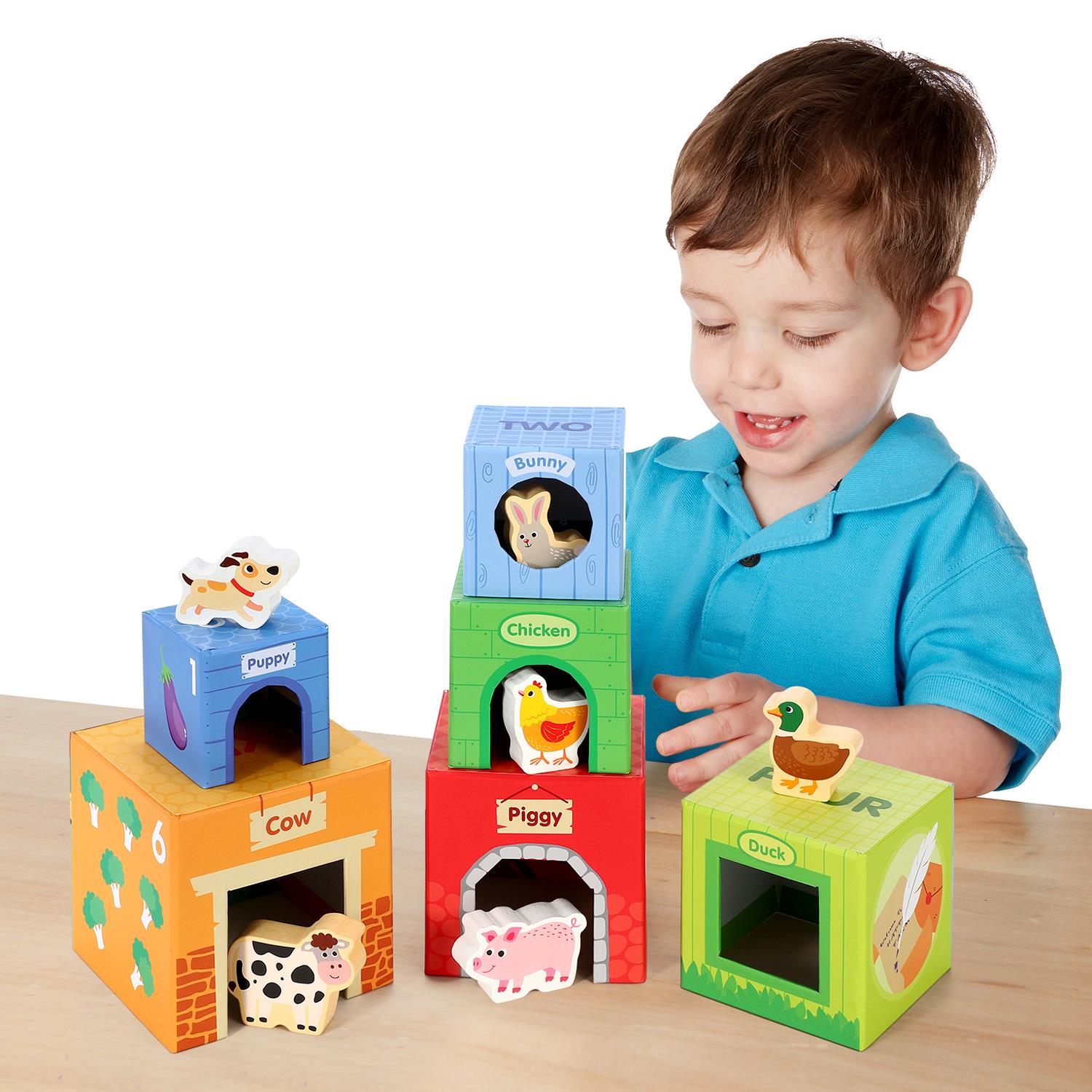 SOKA 12 Pcs Cardboard Farm Animals Stacking Cubes Educational Toy For Children - Image 3