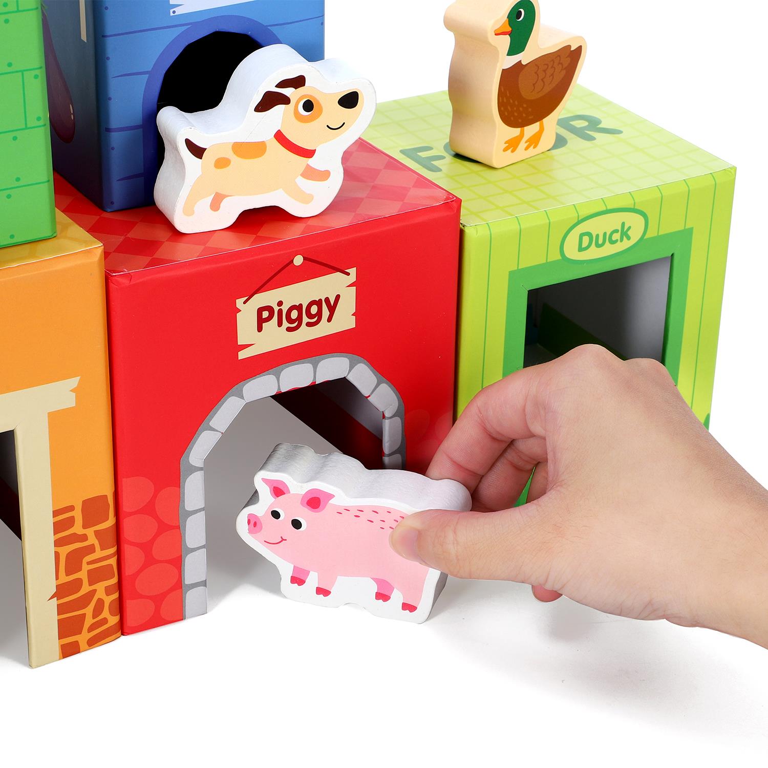 SOKA 12 Pcs Cardboard Farm Animals Stacking Cubes Educational Toy For Children - Image 7