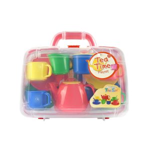 Kids 15 Piece Red Portable Plastic Tea Set with Carry Case for Age 3+ - Image 5