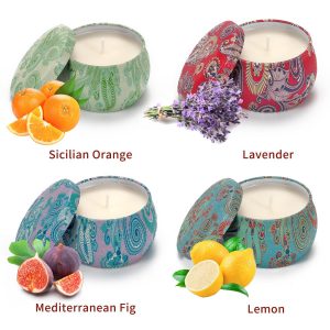 Portable Tin Scented Candles Gift Box Set Soy Wax Jar of 4 - Image 4