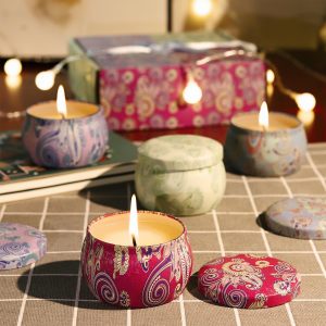 Portable Tin Scented Candles Gift Box Set Soy Wax Jar of 4 - Image 5