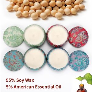 Portable Tin Scented Candles Gift Box Set Soy Wax Jar of 4 - Image 8