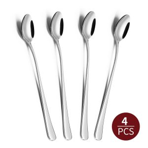 4PC Long Handle Stainless Steel Latte Spoon Flatware Tableware Set - Image 5