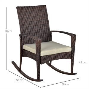 Alternative view of Rattan Rocking Chair W/ Cushion-Brown/Beige