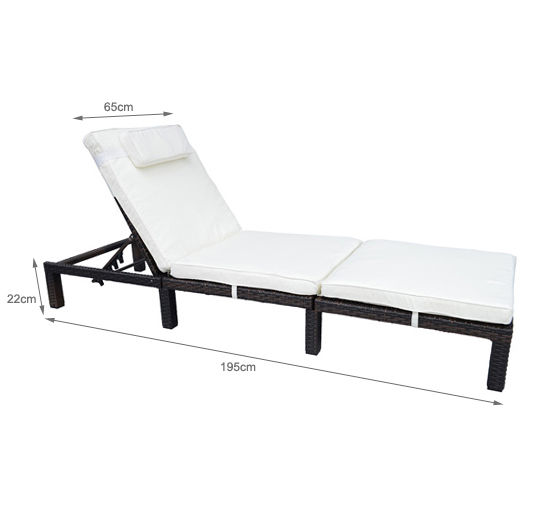 Rattan Sun Lounger Bed-Brown - Image 2