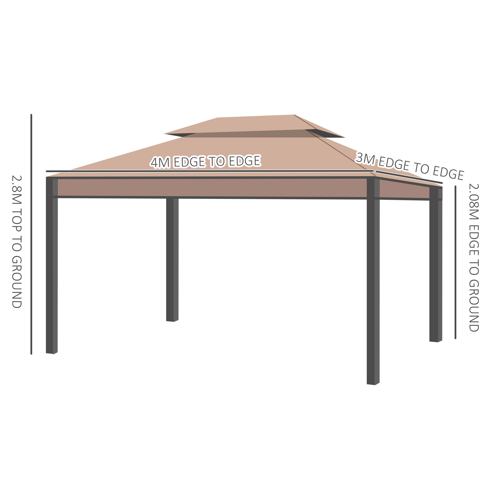 3x4m Metal Gazebo Marquee Patio Canopy Shelter with Sidewalls Pavilion - Image 2