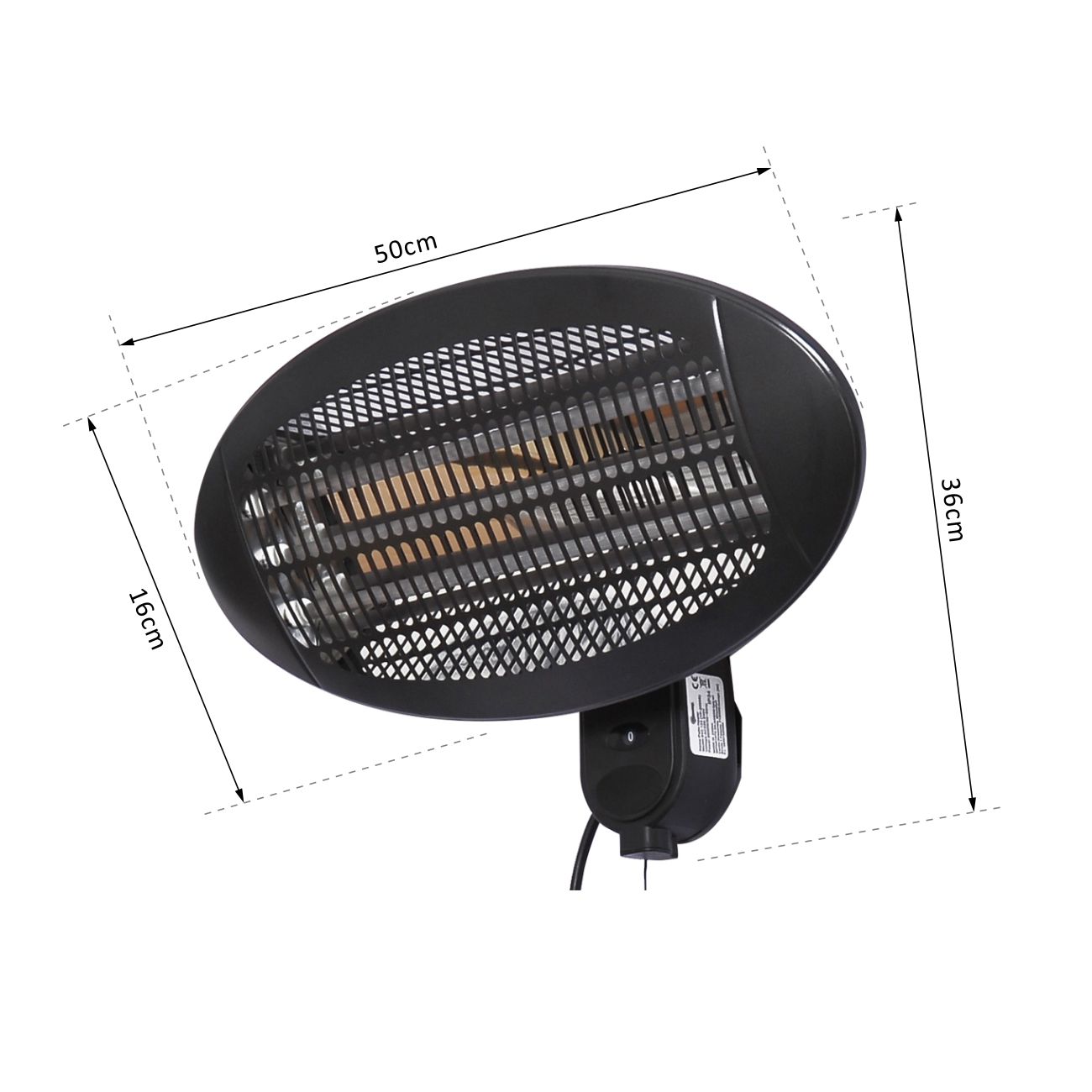 Wall Mount Electric Infrared Patio Heater, 220V-240V-Black - Image 2