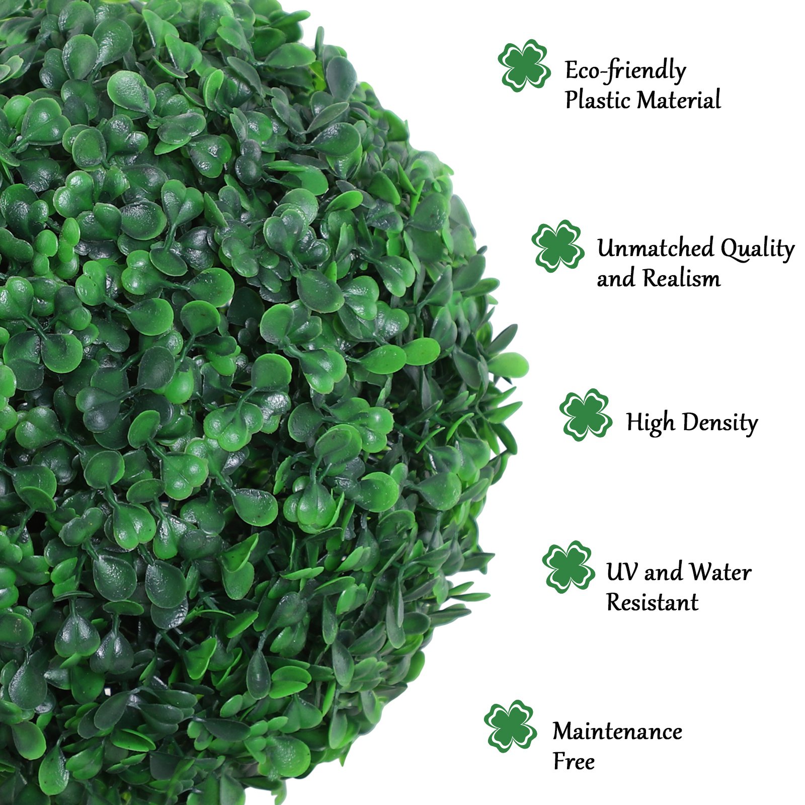 PE Set of 2 Artificial Boxwood Three Balls Topiary Plant Tree's Green - Image 5
