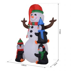 Alternative view of Christmas Inflatable Snowman & Penguins Outdoor with LED Light