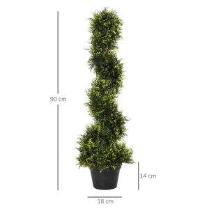 Alternative view of Set Of 2 90cm Artificial Spiral Topiary Trees & Pot Fake Greenery Plant