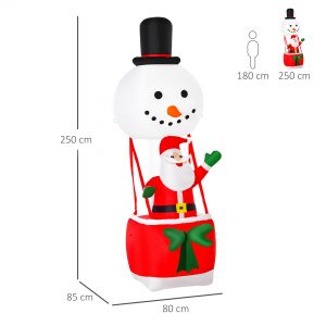 Alternative view of 2.5m Christmas Inflatable Decoration & Santa Claus on Snowman Hot Air Balloon