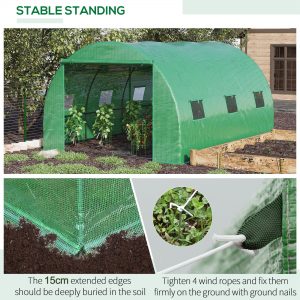 4x3x2m Tunnel Greenhouse Walk-In Hot House Roll Up Door & 6 Windows-Green - Image 5