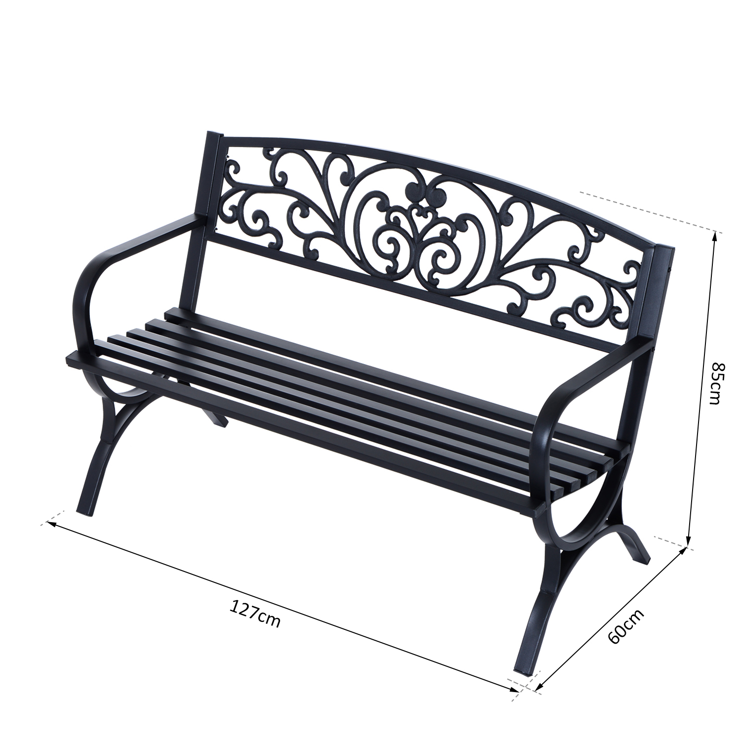 Garden Bench, Steel-Black - Image 2