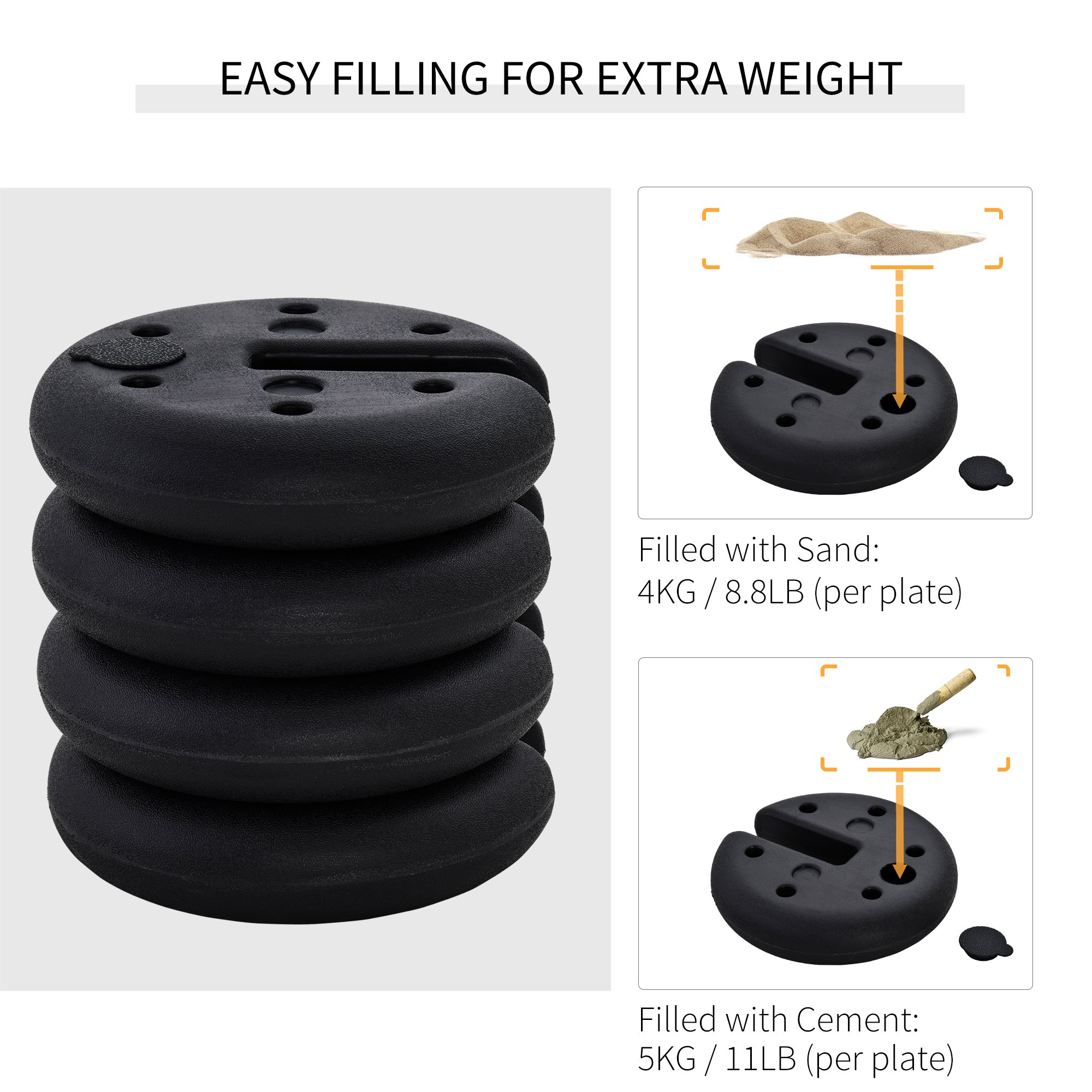 Set of 4 Gazebo Tent Canopy Weight Sand Fillable Strong Plastic Durable - Image 4
