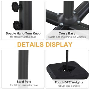 HDPE 4-Part Fillable Parasol Base Black - Image 3