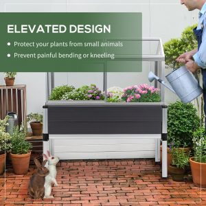 Raised Garden Bed Greenhouse Cover & Skylights, Elevated Planting Box, Grey - Image 3