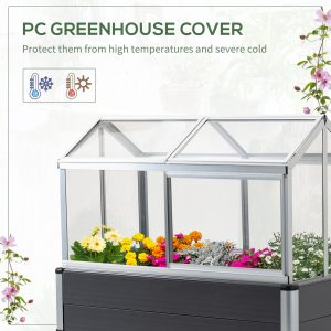 Raised Garden Bed Greenhouse Cover & Skylights, Elevated Planting Box, Grey - Image 4