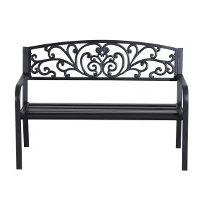 2-Seater Garden Bench, Steel-Black - Image 6