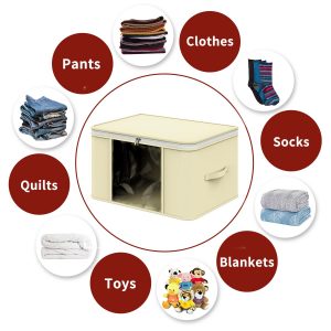 2pcs Clothes Storage Bags Organiser Big Capacity Wardrobe Duvet Underbed Storage Beige - Image 10