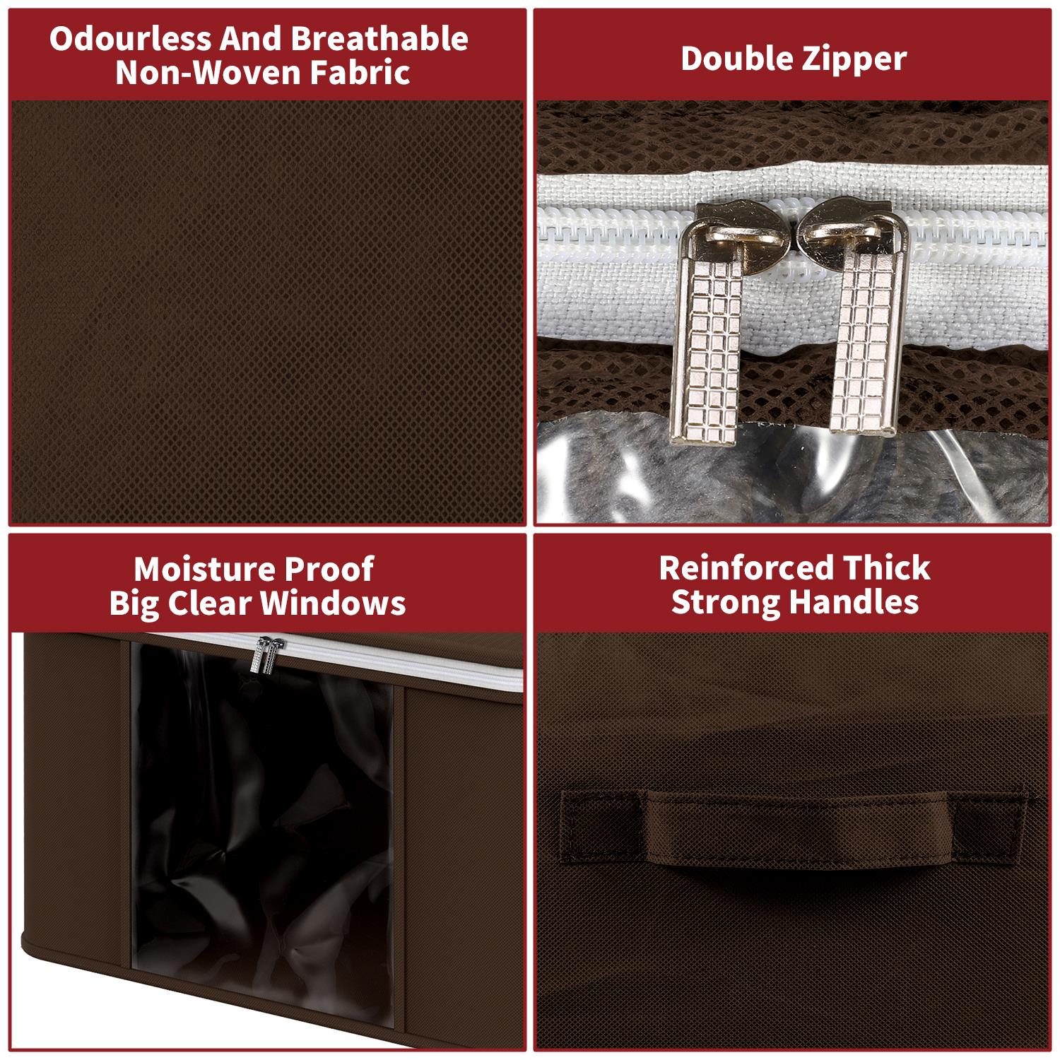2pcs Clothes Storage Bags Organiser Big Capacity Wardrobe Duvet Underbed Storage Brown - Image 2