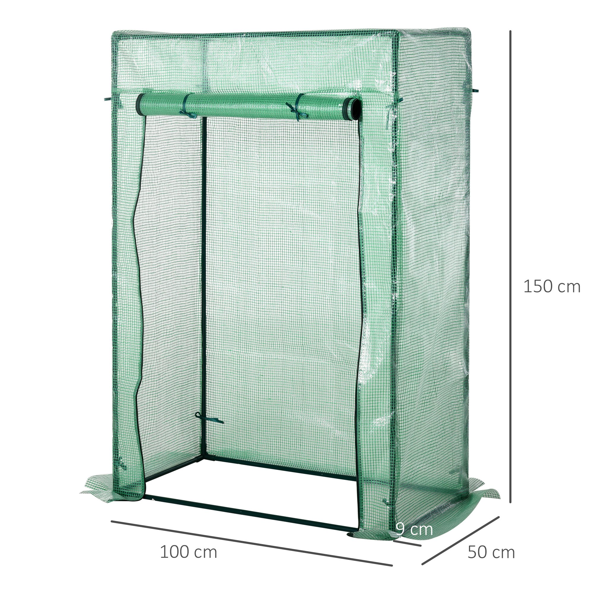 100 x 50 x 150cm Greenhouse Steel Frame PE Cover with Roll-up Door Outdoor for Backyard, Balcony, Garden - Image 2