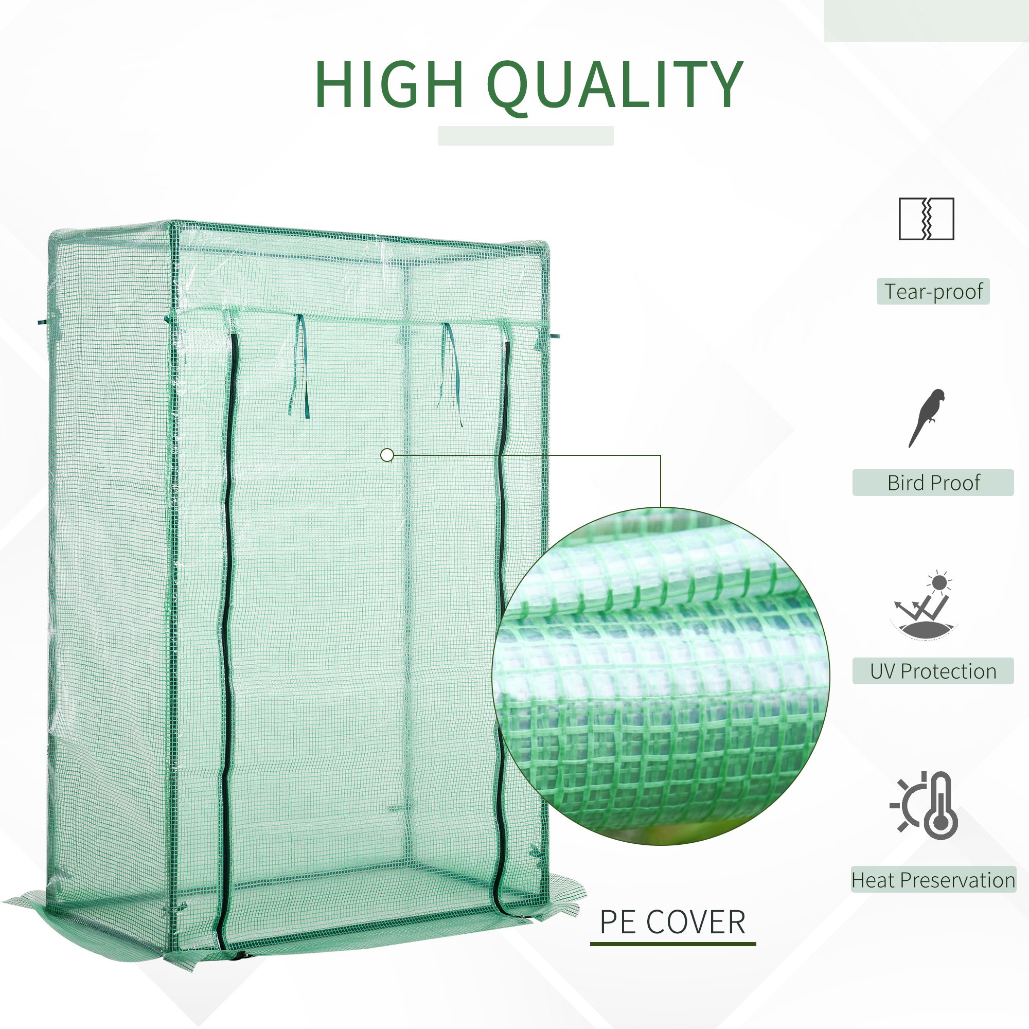 100 x 50 x 150cm Greenhouse Steel Frame PE Cover with Roll-up Door Outdoor for Backyard, Balcony, Garden - Image 3
