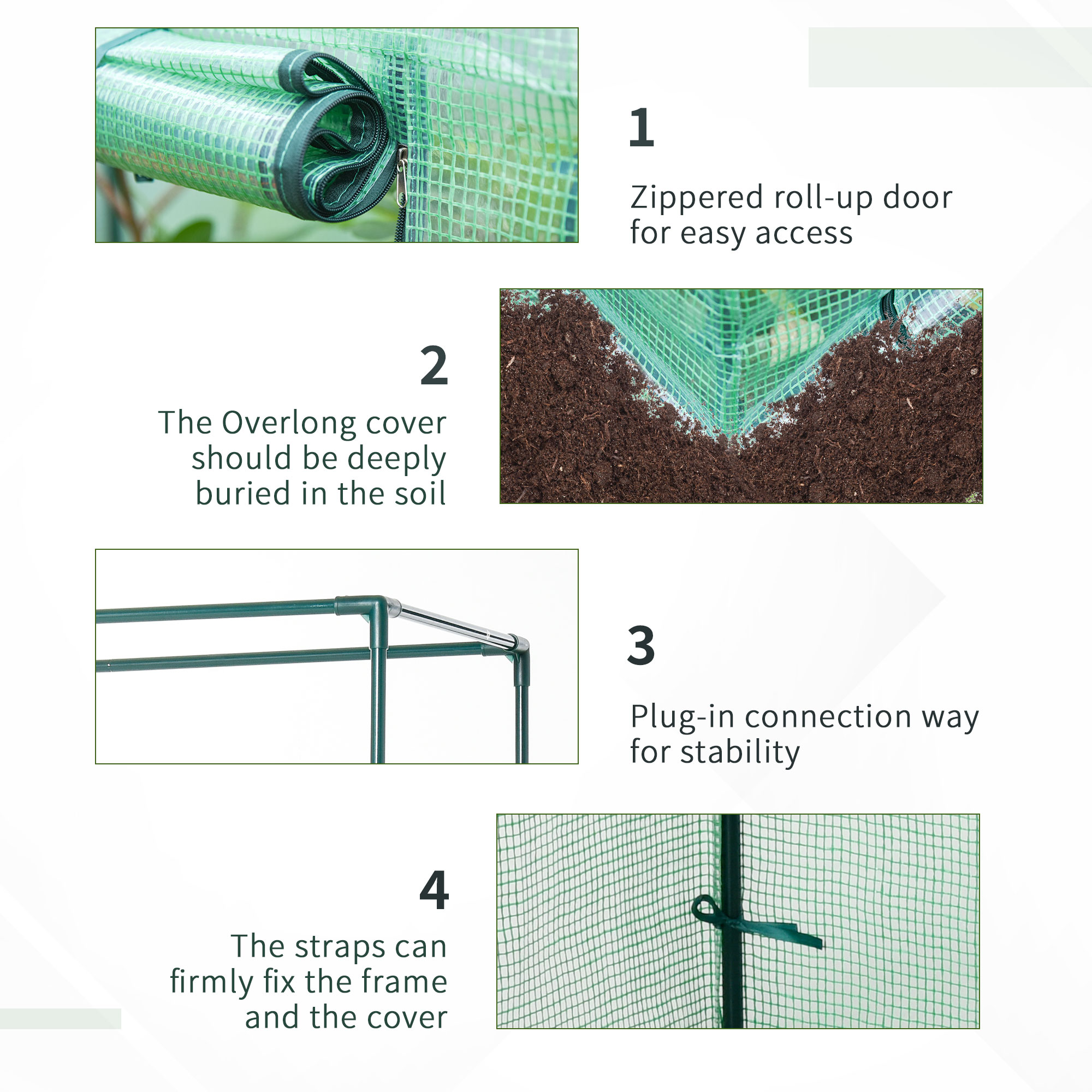 100 x 50 x 150cm Greenhouse Steel Frame PE Cover with Roll-up Door Outdoor for Backyard, Balcony, Garden - Image 4