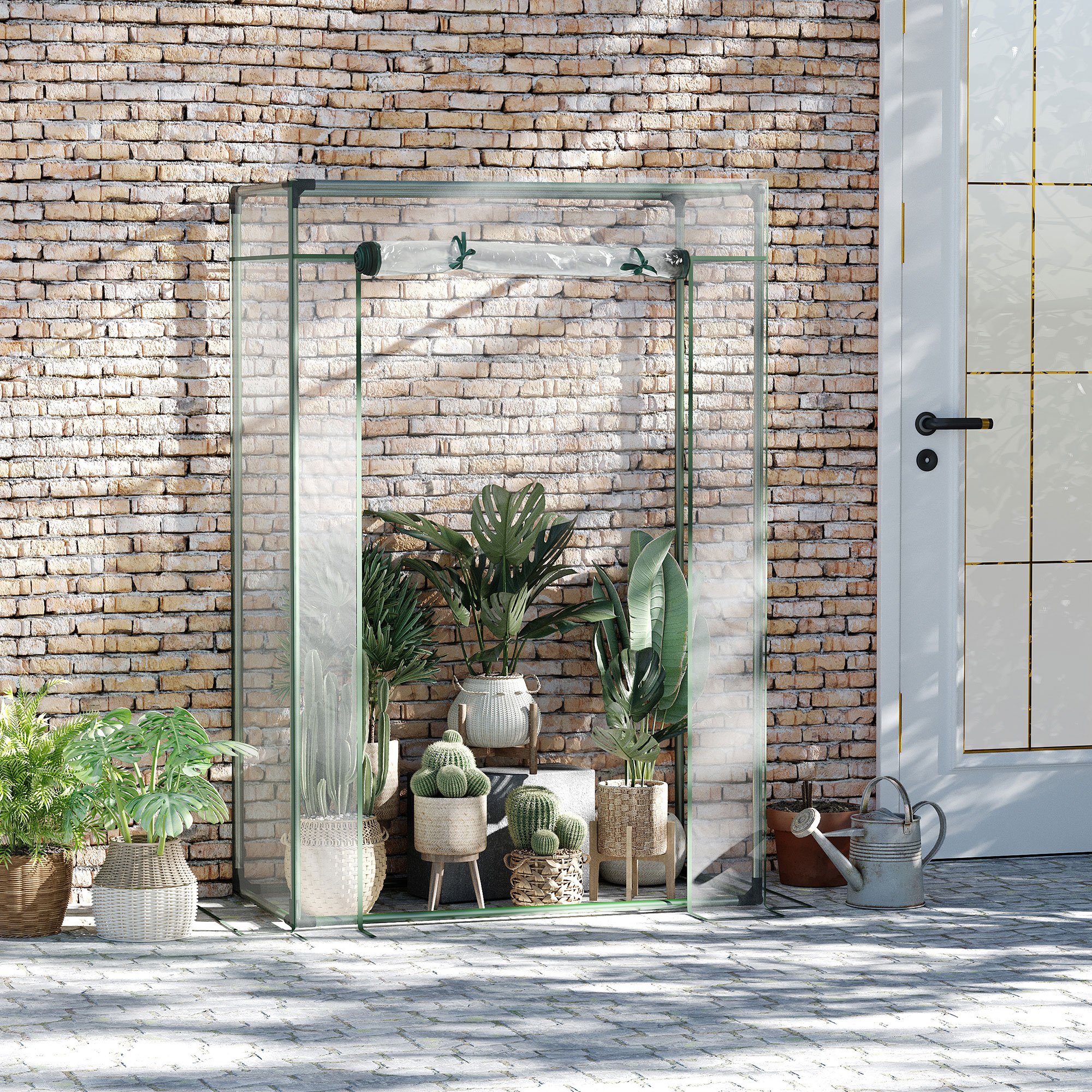 Outdoor PVC and Steel Greenhouse Plant Cover with Zipper 100 x 50 x 150CM