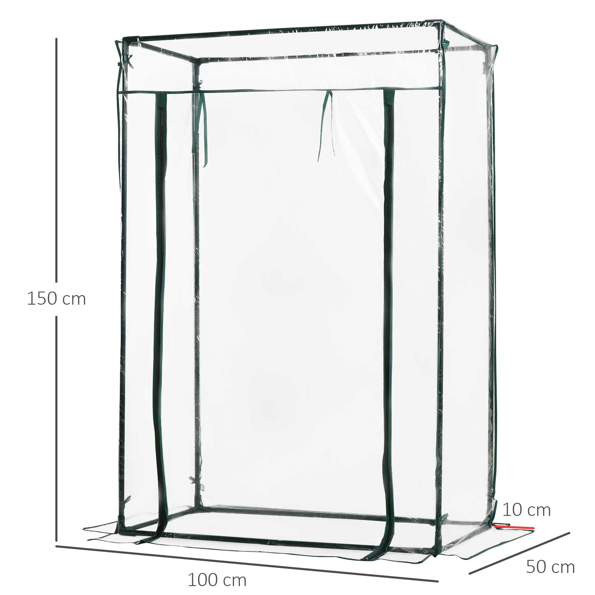 Outdoor PVC and Steel Greenhouse Plant Cover with Zipper 100 x 50 x 150CM - Image 2
