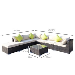 Alternative view of Rattan Garden Sofa Set, 8 Pcs-Brown