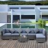 7-Seater Outdoor Garden Rattan Furniture Set w/ Coffee Table