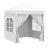 2 x2m Pop Up Gazebo Canopy Party Tent Wedding Awning W/ free Carrying Case White + Removable 2 Walls 2 Windows-White