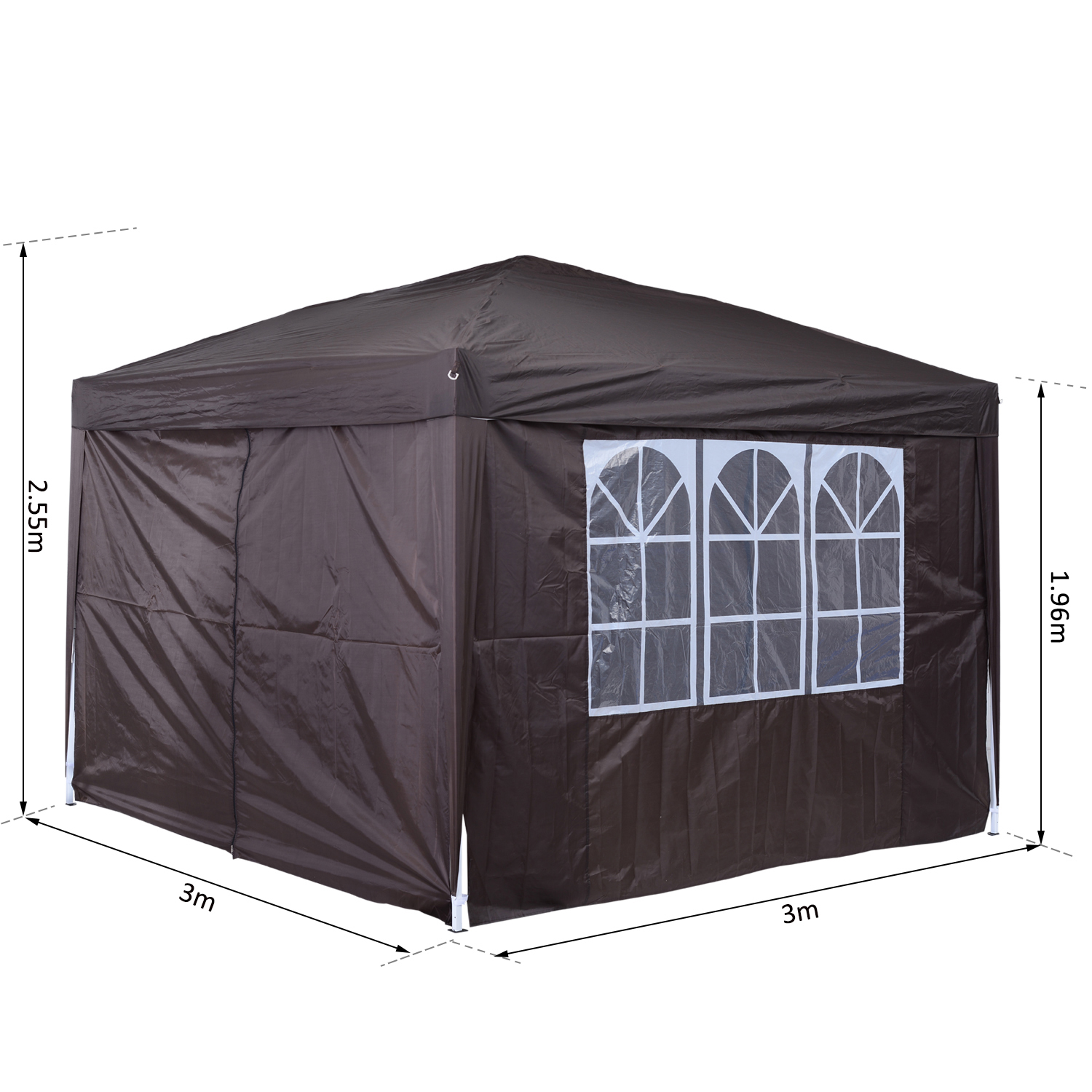 Pop Up Gazebo Marquee, size (3m x3m)-Coffee - Image 2