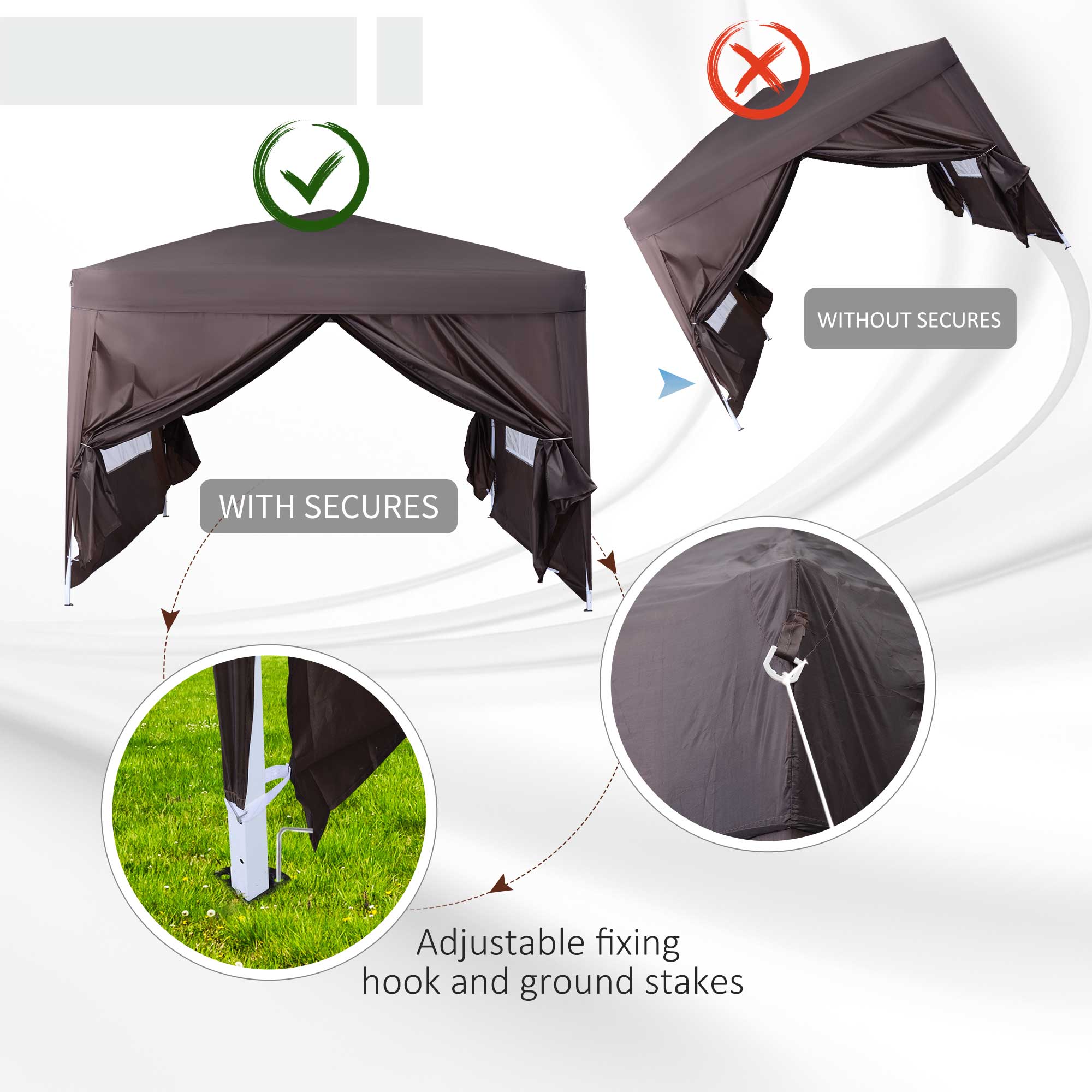 Pop Up Gazebo Marquee, size (3m x3m)-Coffee - Image 4
