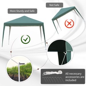 3x3 m Heavy Duty Pop Up Gazebo, 210 D Oxford Cloth-Green - Image 4