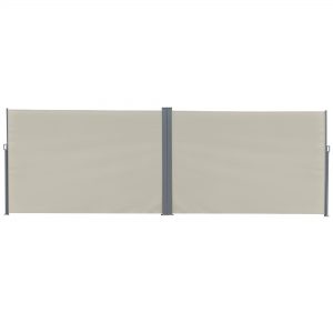 Patio Retractable Double Side Awning, Folding Privacy Screen Fence, Privacy Wall Corner Sun Shade Wind Screen Room Divider-Cream White - Image 5