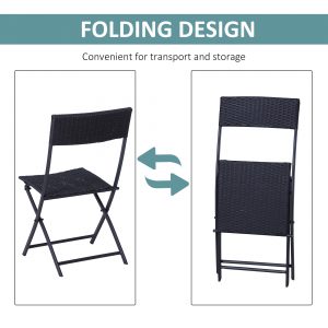 3pc Rattan Furniture Set :2 X Chairs,1 X Table - Black - Image 4