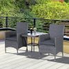 3pc Rattan Coffee Set-Grey