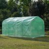 Garden 4x2m Polytunnel Walk-in Greenhouse Round Gable Top Window Heat Shed W/Windows and Door-Green