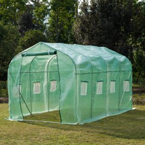 Garden 4x2m Polytunnel Walk-in Greenhouse Round Gable Top Window Heat Shed W/Windows and Door-Green - Image 4