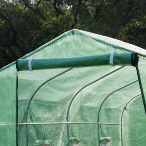 Garden 4x2m Polytunnel Walk-in Greenhouse Round Gable Top Window Heat Shed W/Windows and Door-Green - Image 7