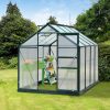 Clear Polycarbonate Greenhouse Large Walk-In Green House Garden Plants Grow Galvanized Base Aluminium Frame w/ Slide Door (6 x 8ft)