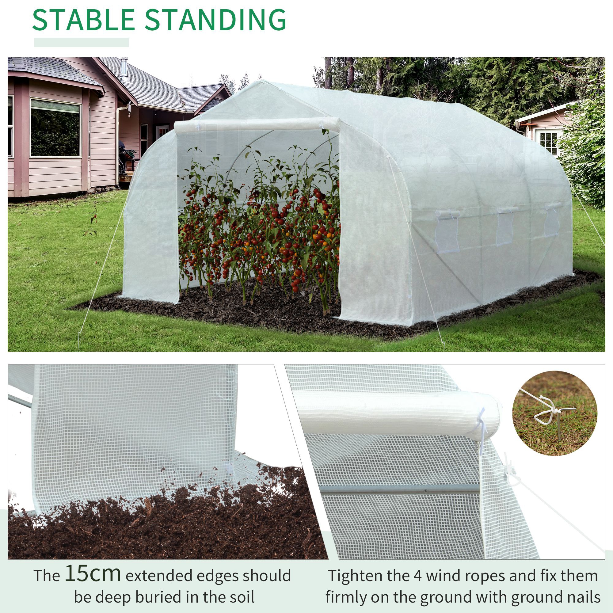 2H x 3.5L x 3W (m) Walk-in Tunnel PE Mesh Greenhouse White - Image 6