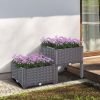 PP Set Of 2 Raised Outdoor Garden Planter Box Brown